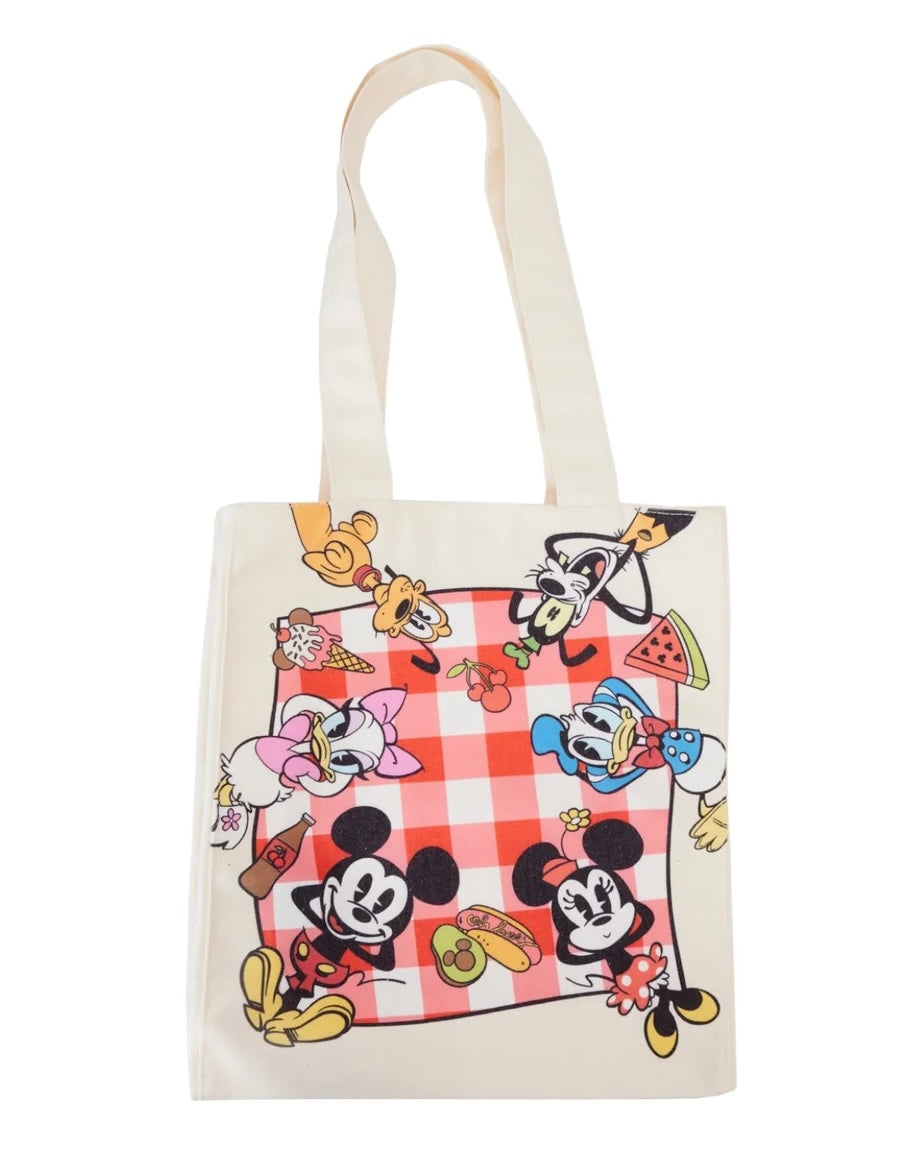 Loungefly Disney Mickey And Friends Picnic Canvas Tote Bag