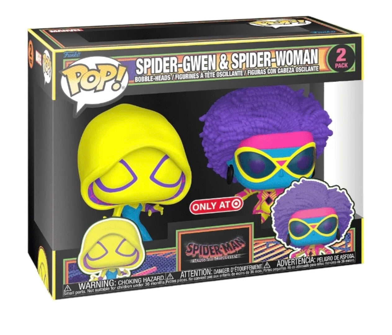 Funko Pop ! Marvel 2 pack Spider-Gwen and spider-woman BLACKLIGHT