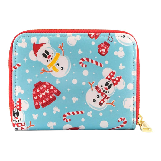 Loungefly Mickey Minnie Snowman Zip Around Wallet