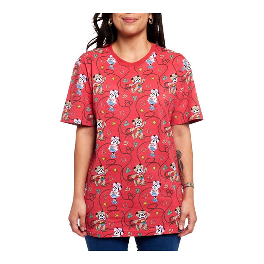 Loungefly Disney Western Mickey And Minnie Laso Unisex Tee Shirt