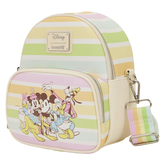 Loungefly Disney Mickey And Friends Rainbow Stripes Convertible Mini Backpack