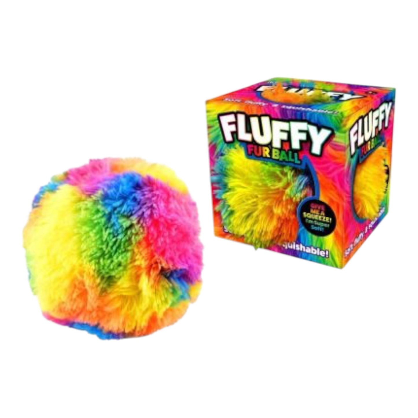 Rainbow fur squish ball