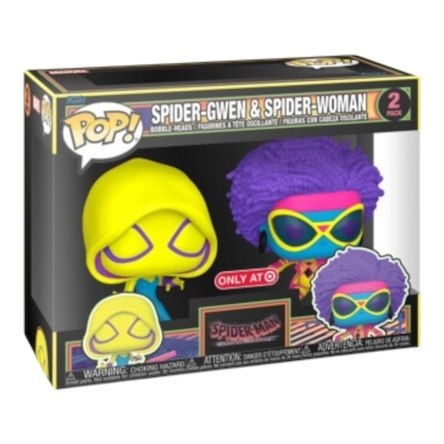 Funko Pop ! Marvel 2 pack Spider-Gwen and spider-woman BLACKLIGHT
