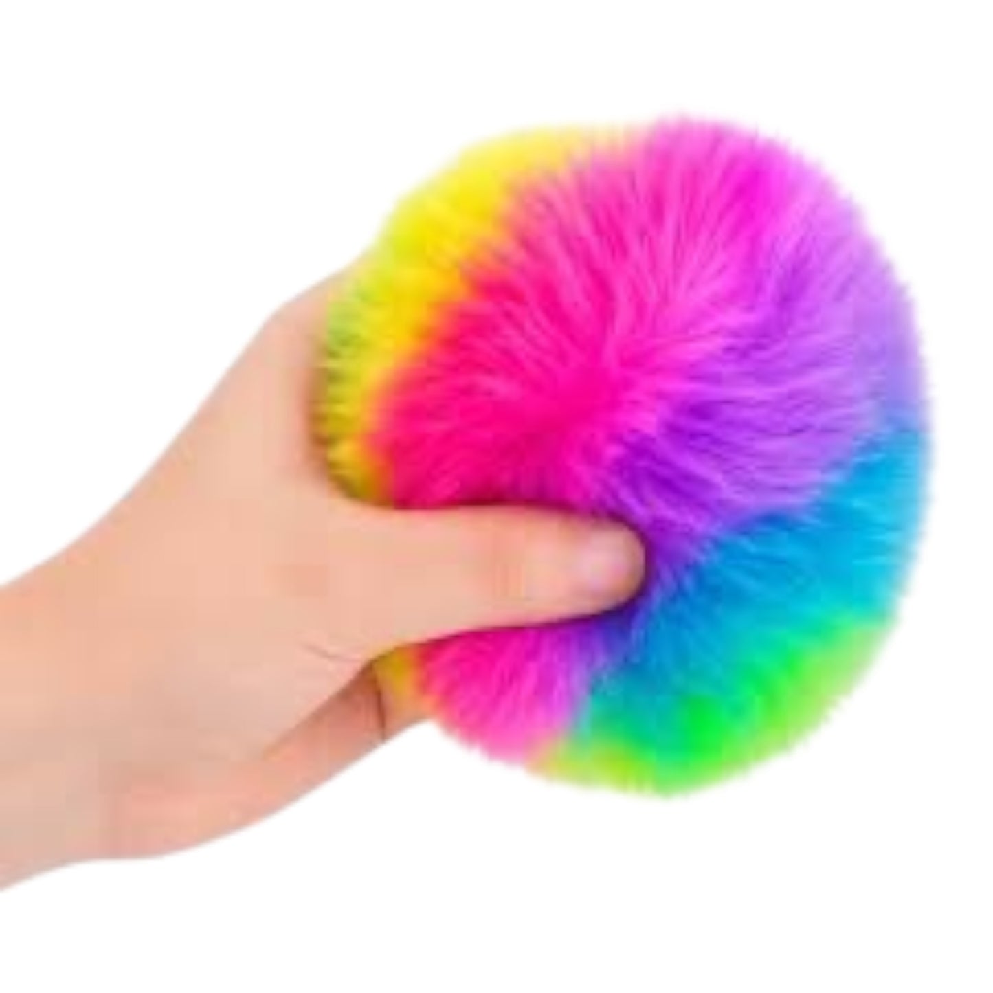 Rainbow fur squish ball