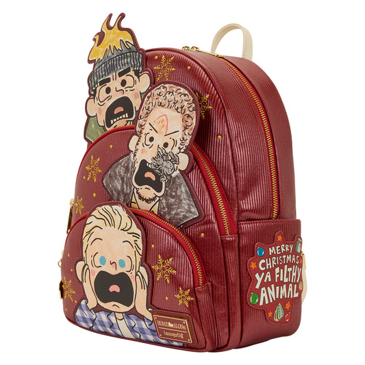 Loungefly Twentieth Century Studios Home Alone Triple Pocket Mid Size Backpack
