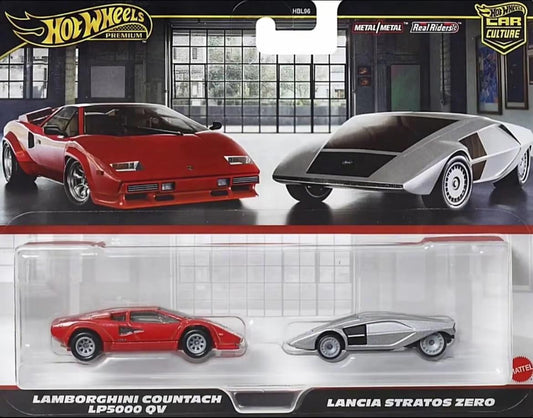 Hot Wheels Premium - 2 pack : Lamborghini Countach & Lancia Stratos Zero
