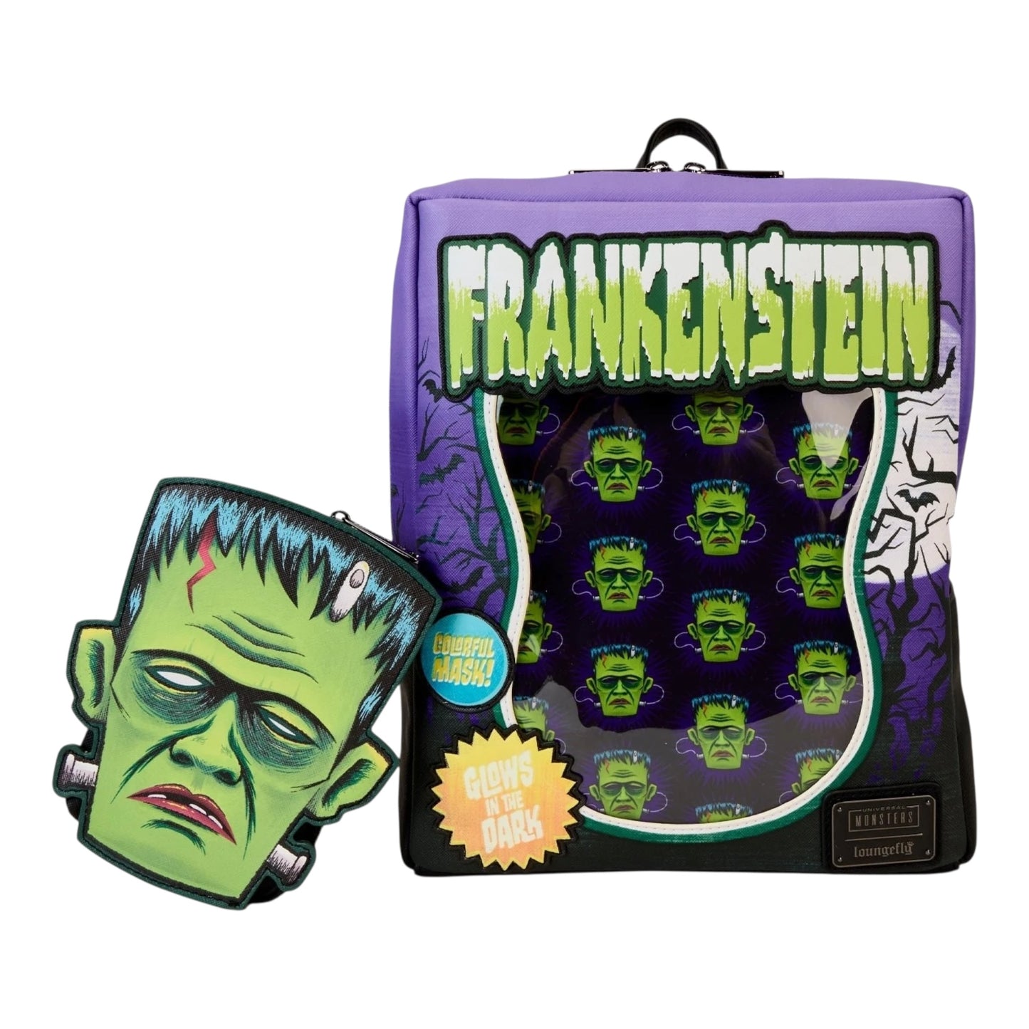 Loungefly Universal Monsters Frankenstein Neon Mask Mini Backpack