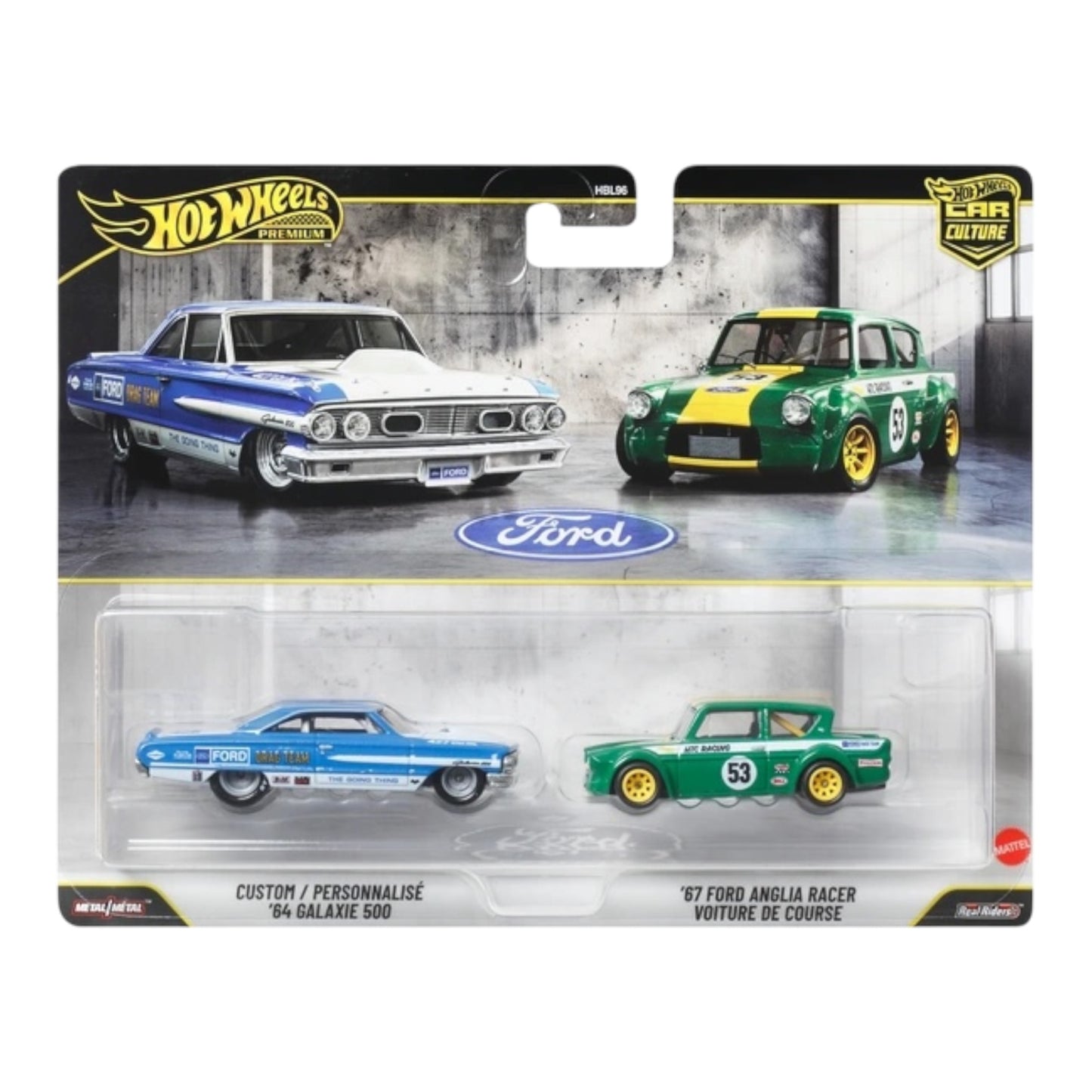 Hot Wheels Premium - 2 pack : 64 Galaxie 500 and '67 Ford Anglia racer