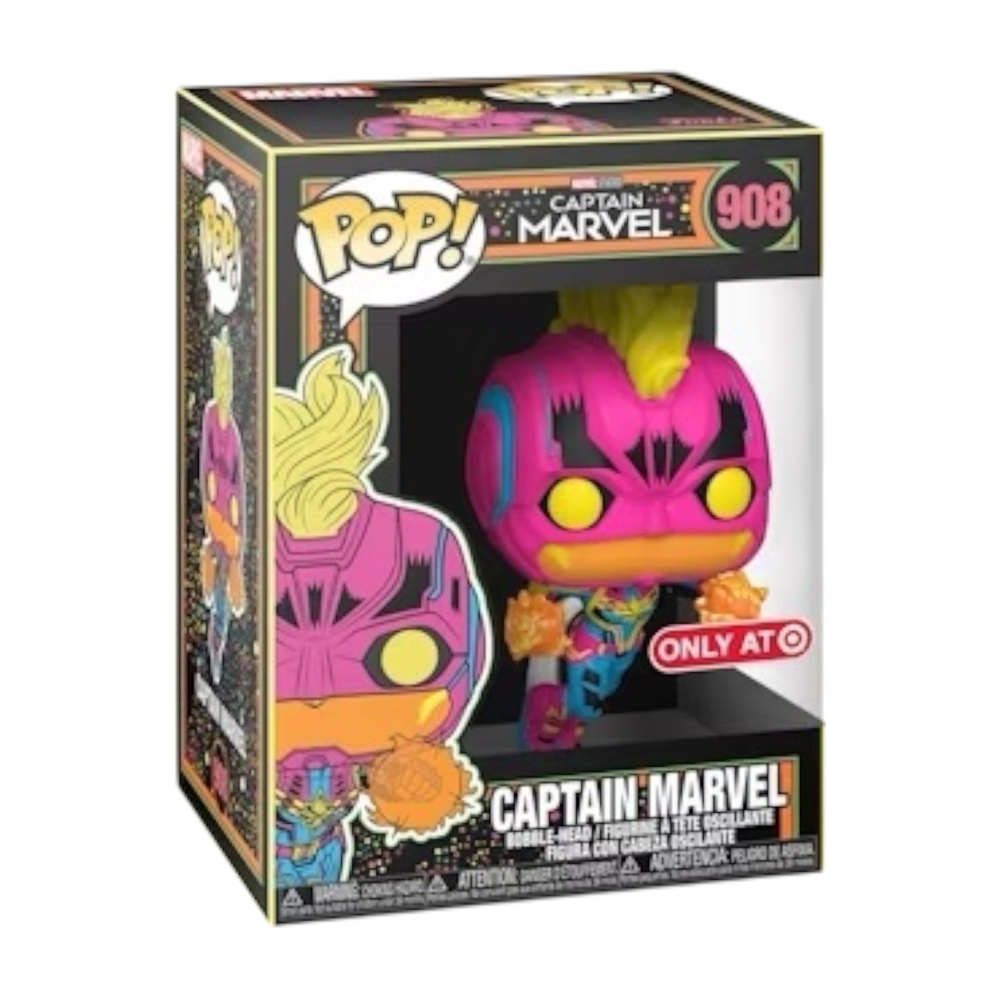 Funko Pop ! Marvel 908 Captain Marvel.Blacklight