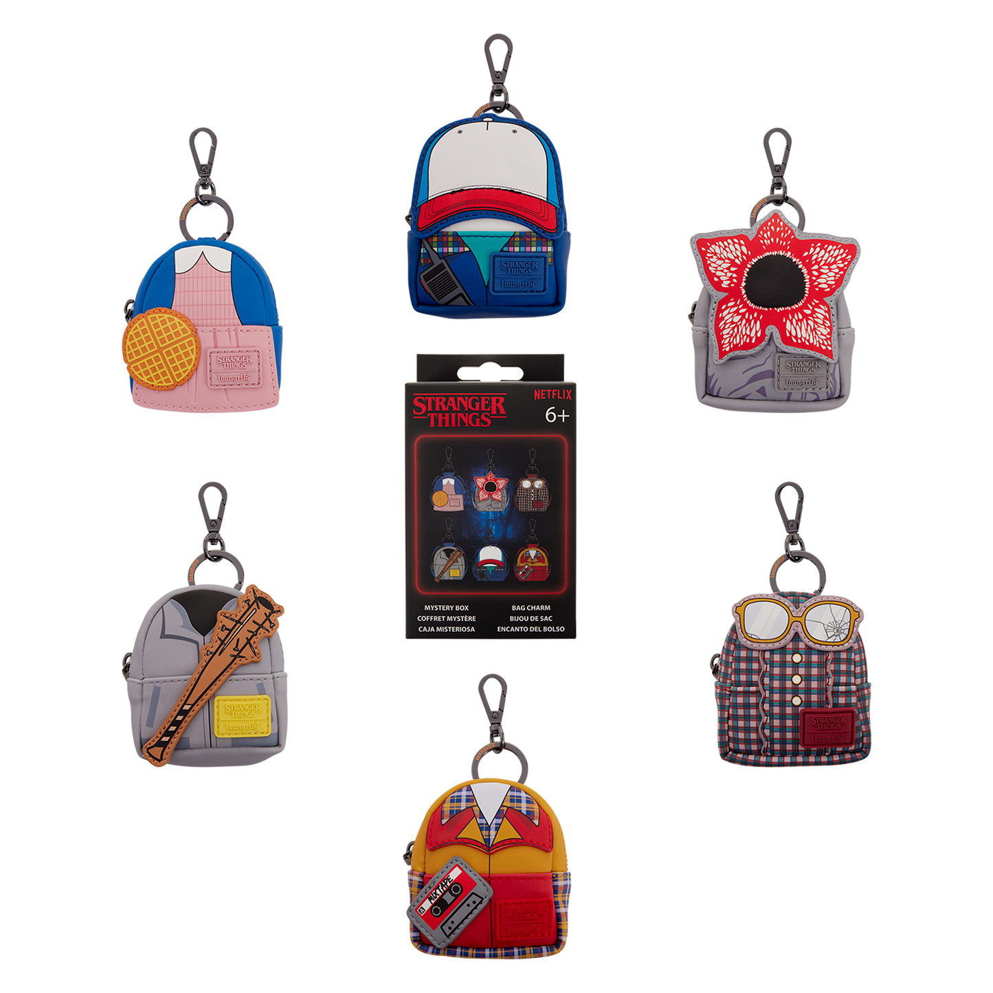 Loungefly Netflix Stranger Things 10th Anniversary Mystery Mini Backpack Keychain Charms