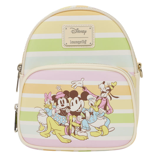 Loungefly Disney Mickey And Friends Rainbow Stripes Convertible Mini Backpack