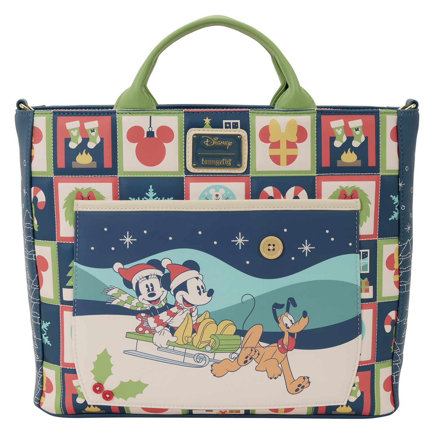 Loungefly Disney Mickey And Minnie Holiday Convertible Tote Bag