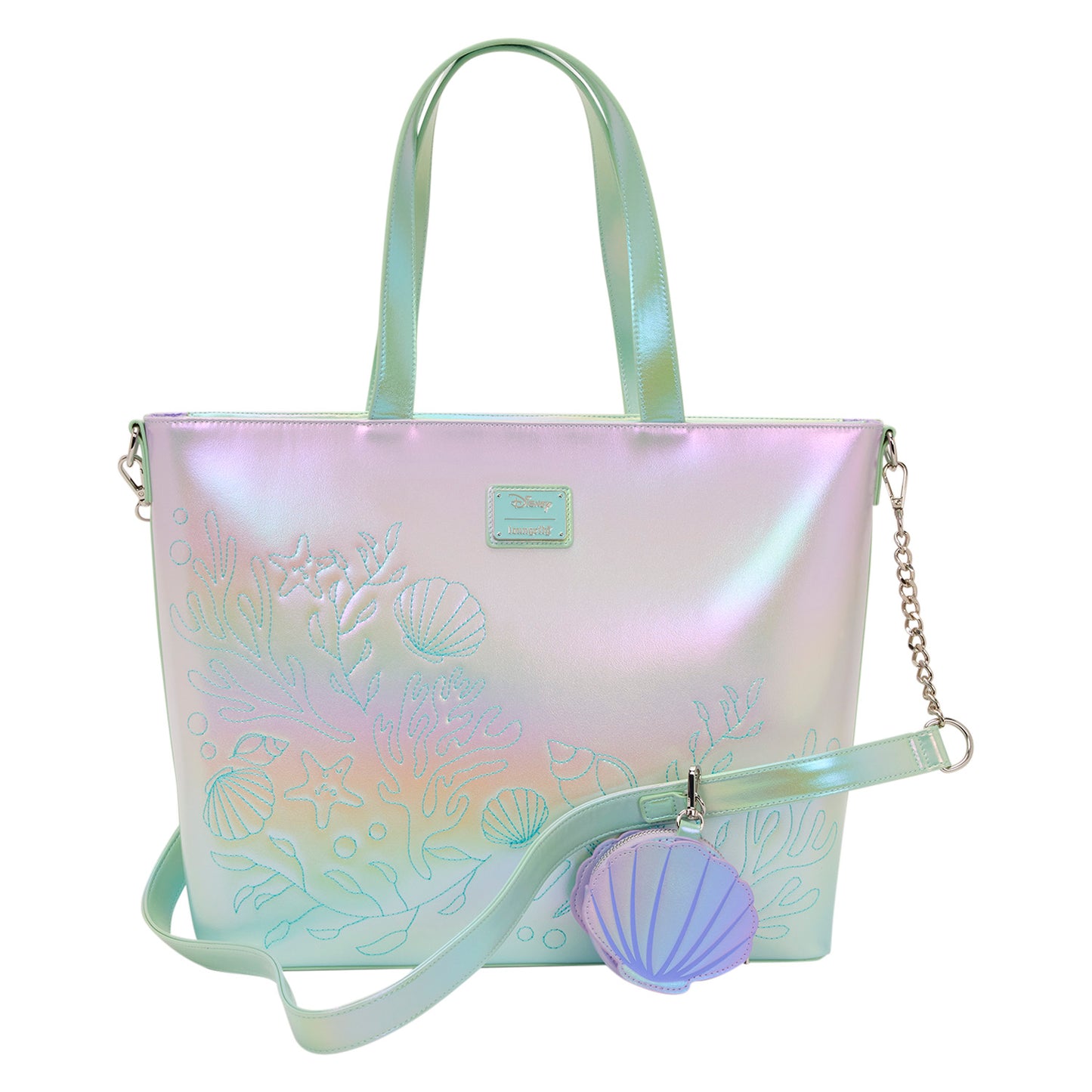 Loungefly Disney The Little Mermaid Ariel & Flounder Tote Bag With Coin Bag