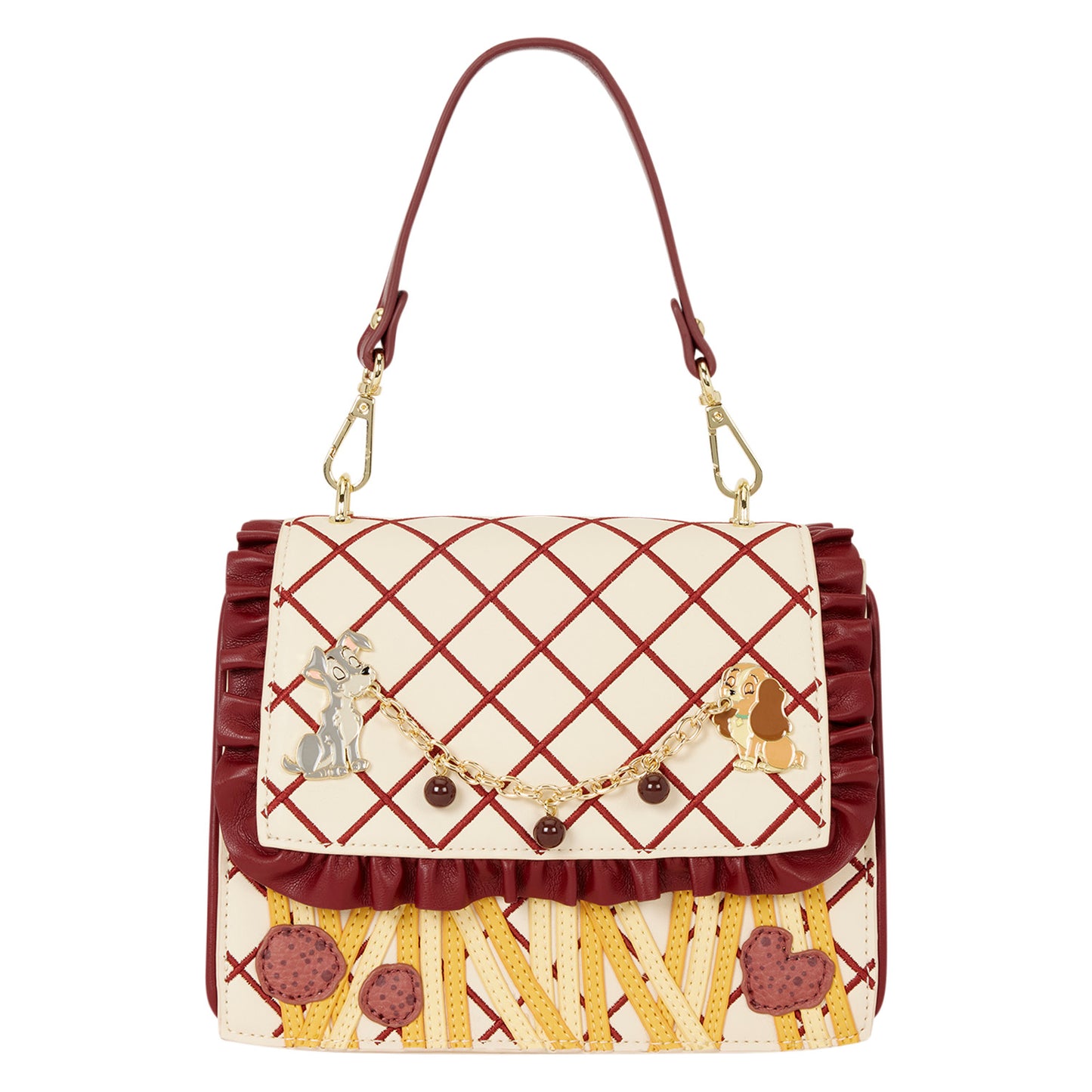 Loungefly Disney Lady & the Tramp Spaghetti Dinner Charm Crossbody Bag