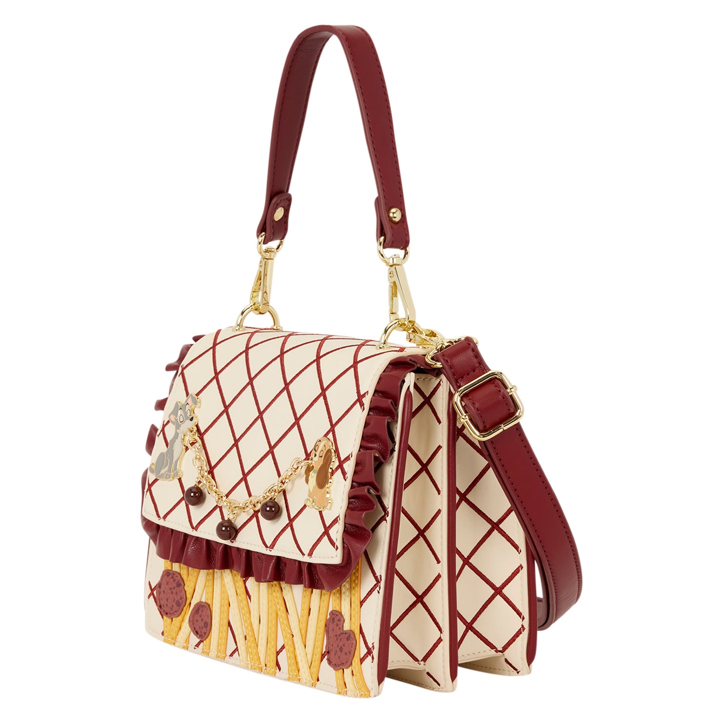 Loungefly Disney Lady & the Tramp Spaghetti Dinner Charm Crossbody Bag
