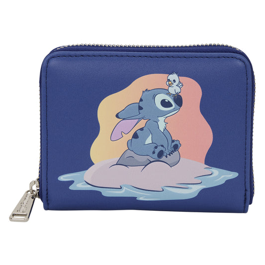 Loungefly Disney Lilo And Stitch Animal Sitting On Rock With Bird Zip Around Wallet